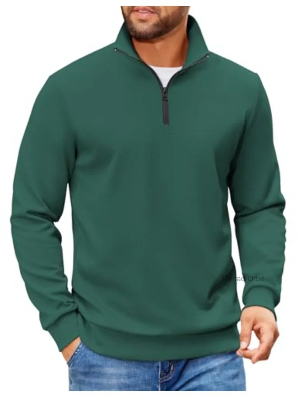 Men's Quarter Zip Pullover Sweatshirt Lightweight Long Sleeve Mock Neck Sweater
